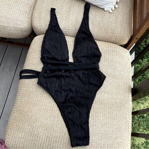 Zaful strappy black one-piece